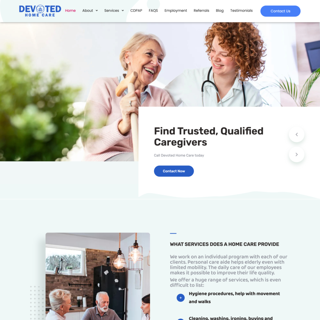 Devoted Home Care - Web and APP Development - Nabali Development